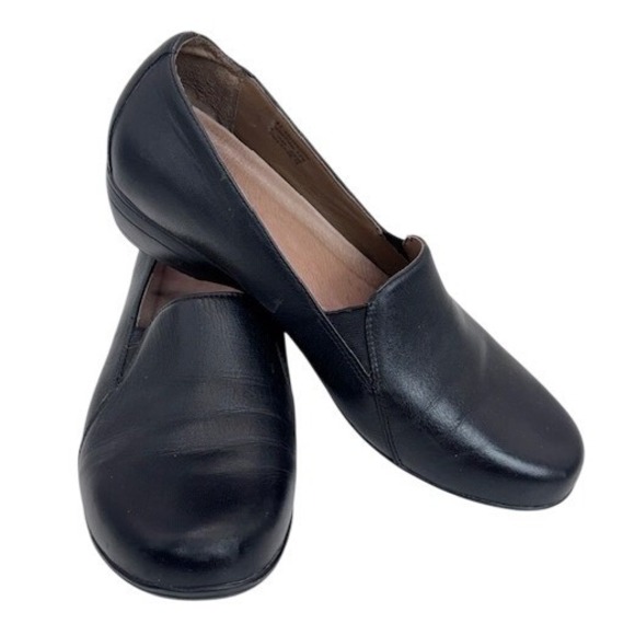 Dansko Shoes - Dansko Fawna Black Leather Slip On Loafers Shoes Womens 41 work comfy casual